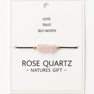 rozenkwarts armband verstelbaar koord – natuurlijke roze stenen